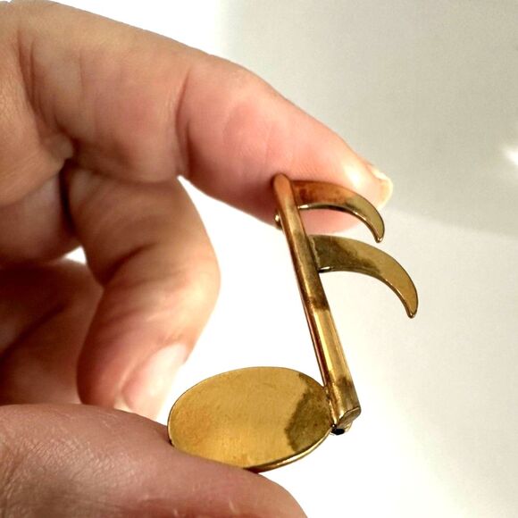 Shiny 24k gf Gold 16th Note Music Note Brooch Unisex Pin for Music Lovers - Picture 4 of 6
